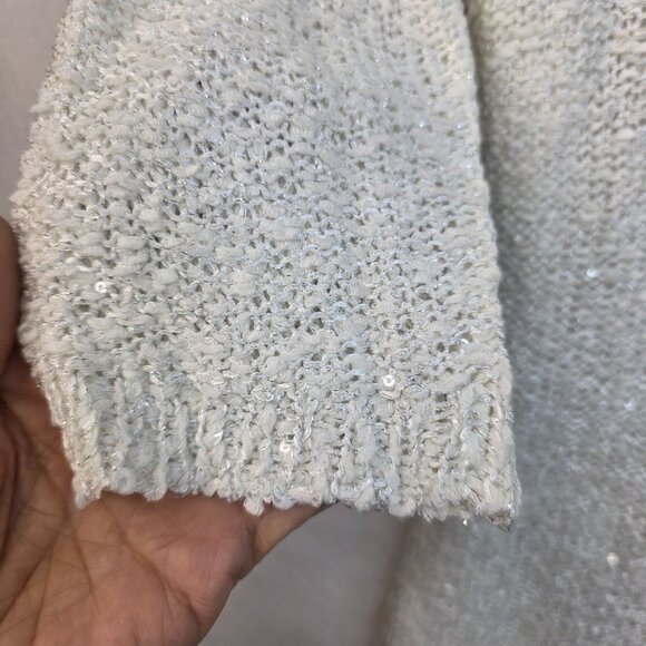 FDJ French Dressing Sequined Tunic Large White Sparkle NYE Dainty Fairy y2k New - Picture 2 of 13